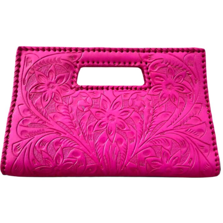 The Caroline| Hand-Tooled Leather Clutch & Crossbody - Che Cose Belle