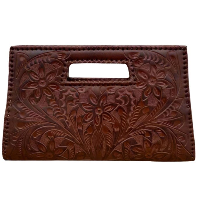 The Caroline| Hand-Tooled Leather Clutch & Crossbody - Che Cose Belle