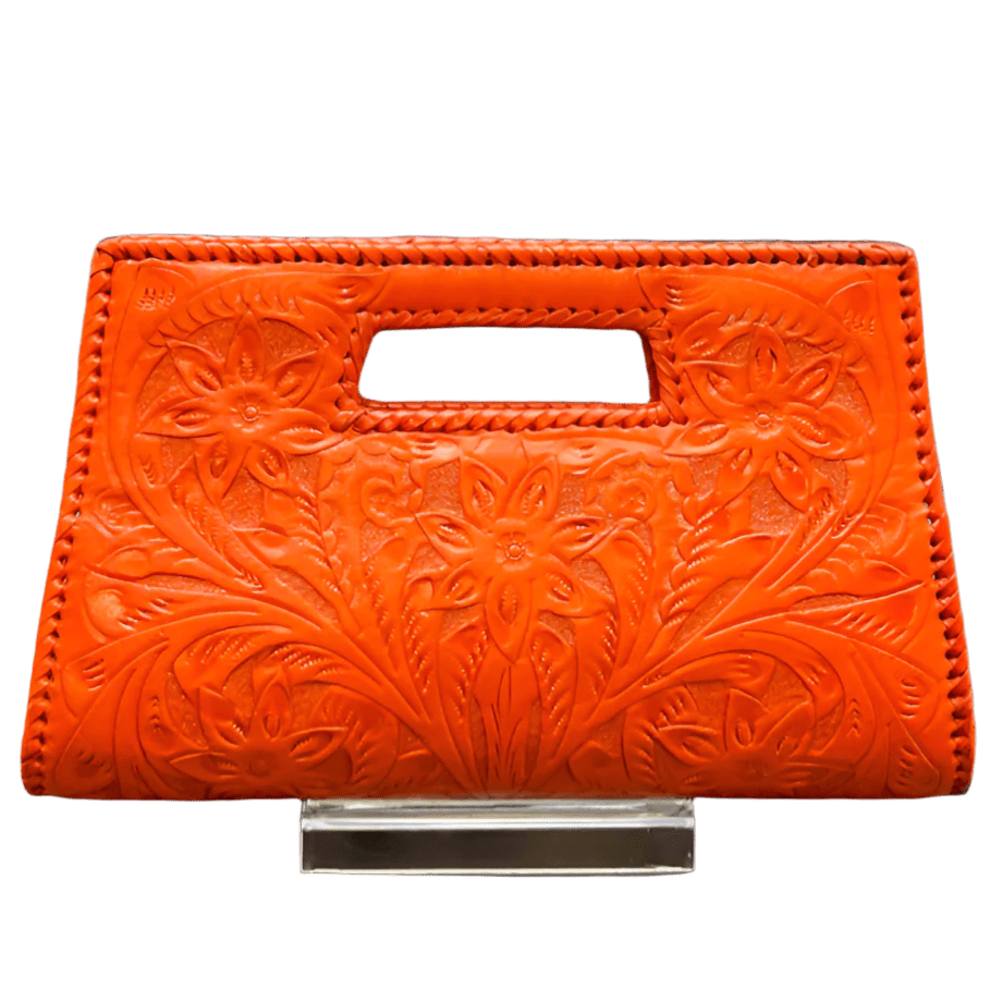 The Caroline| Hand-Tooled Leather Clutch & Crossbody - Che Cose Belle