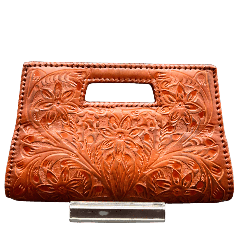 The Caroline| Hand-Tooled Leather Clutch & Crossbody - Che Cose Belle