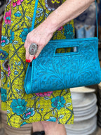 The Caroline| Hand-Tooled Leather Clutch & Crossbody - Che Cose Belle