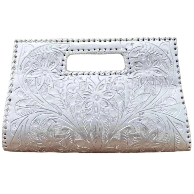 The Caroline| Hand-Tooled Leather Clutch & Crossbody - Che Cose Belle