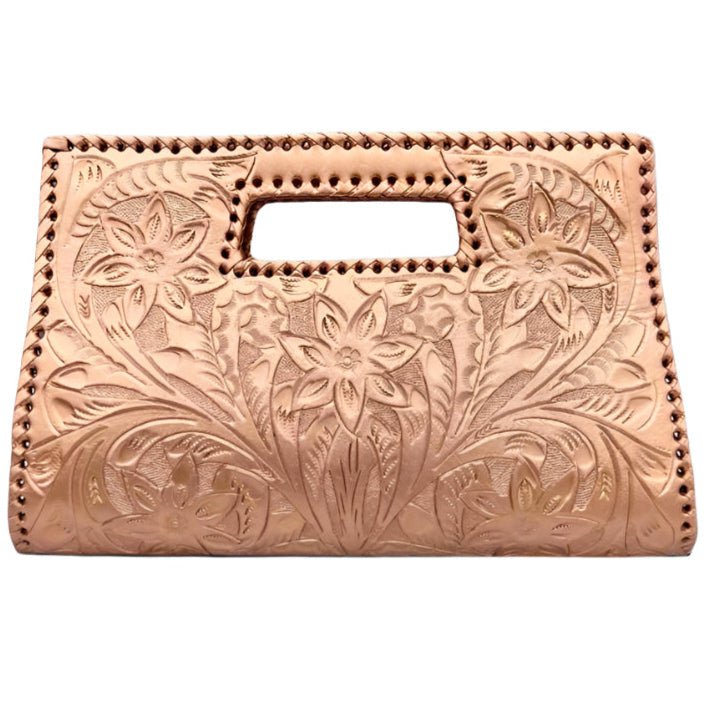 The Caroline| Hand-Tooled Leather Clutch & Crossbody - Che Cose Belle