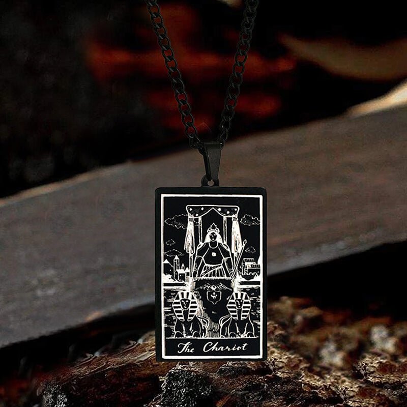 The Chariot Tarot Card Stainless Steel Necklace - Che Cose Belle