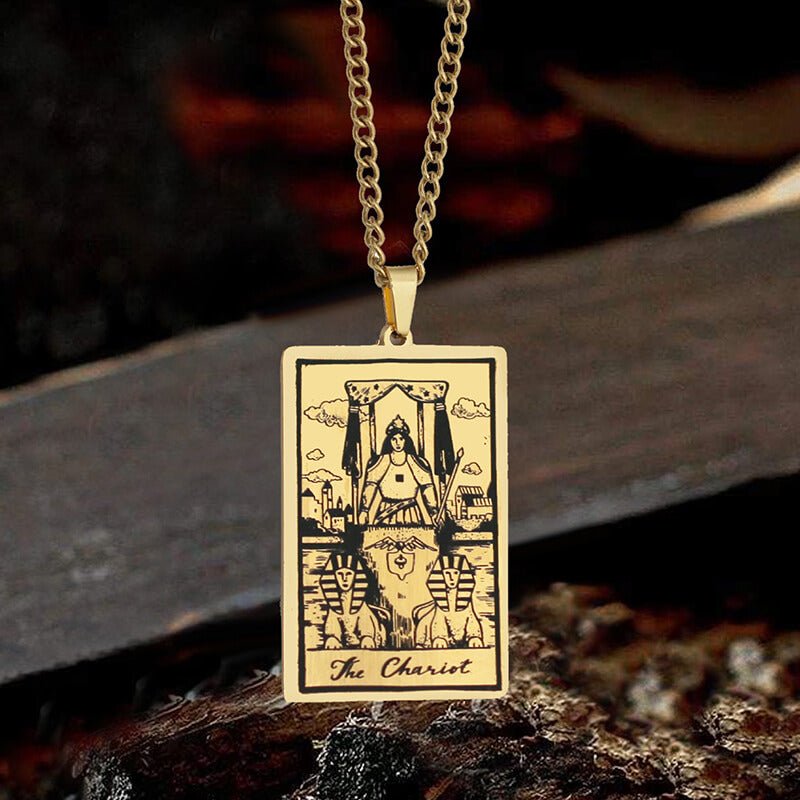 The Chariot Tarot Card Stainless Steel Necklace - Che Cose Belle