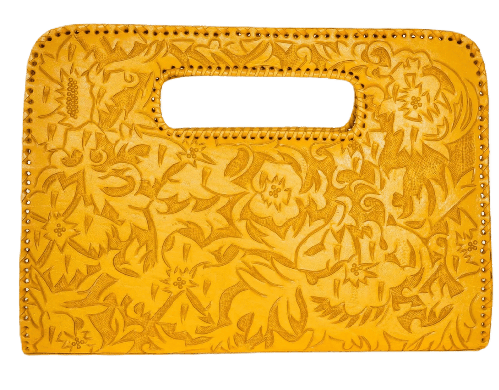 The Claire| Hand-Tooled Leather Statement Clutch - Che Cose Belle