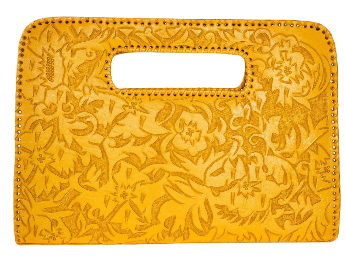 The Claire| Hand-Tooled Leather Statement Clutch - Che Cose Belle