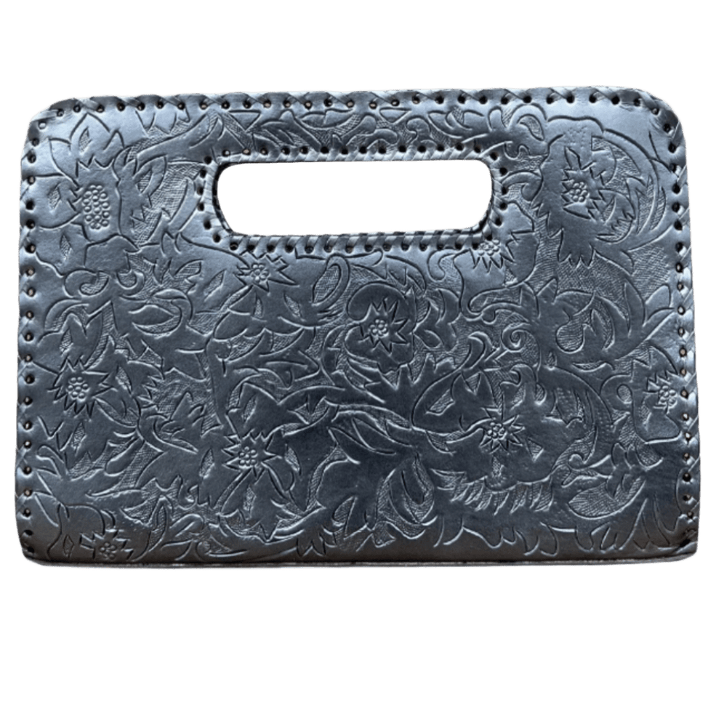 The Claire| Hand-Tooled Leather Statement Clutch - Che Cose Belle