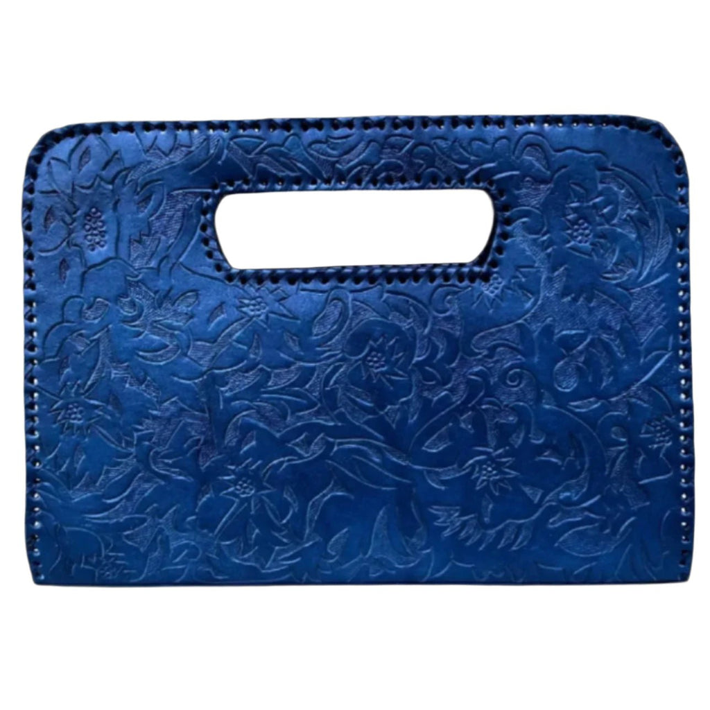 The Claire| Hand-Tooled Leather Statement Clutch - Che Cose Belle