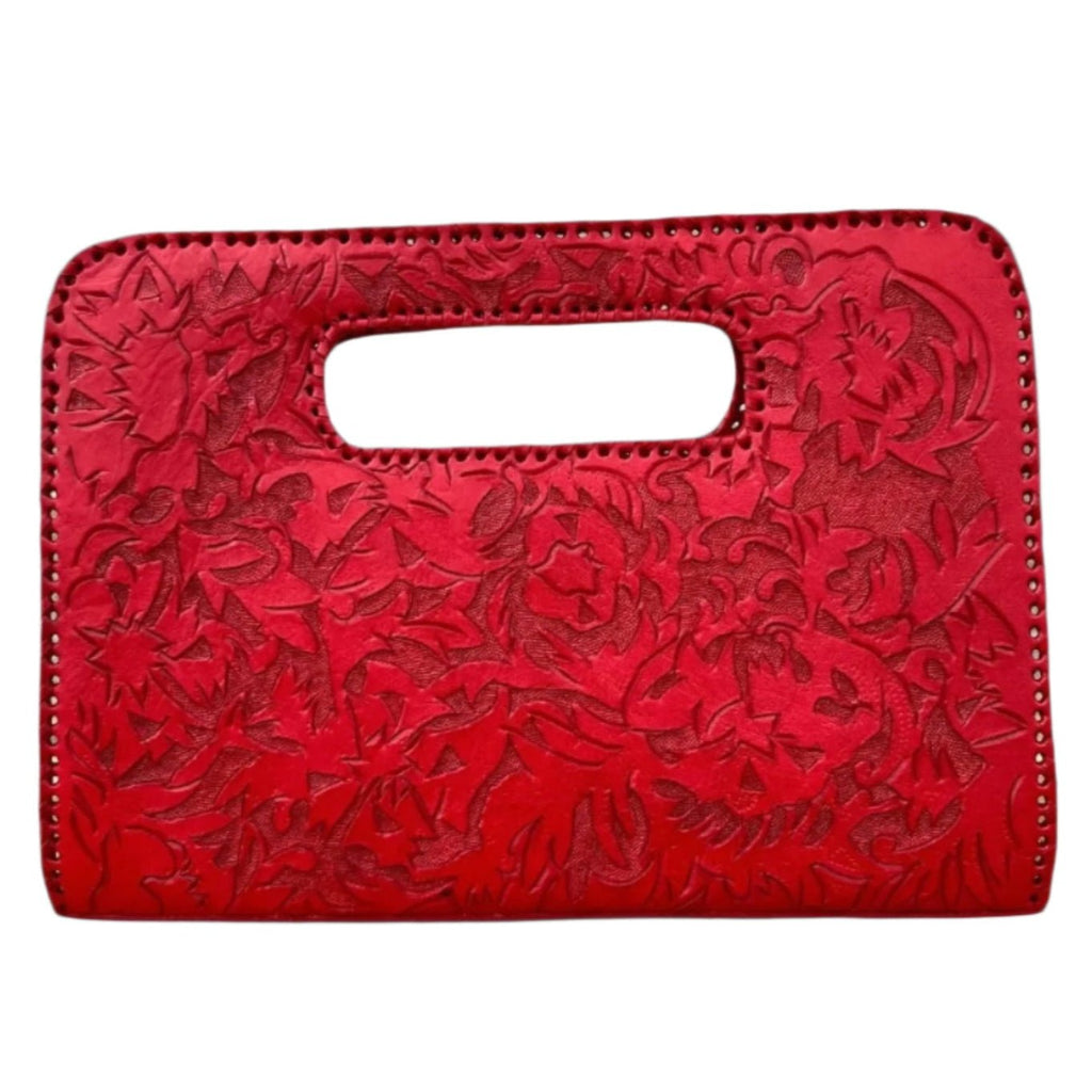 The Claire| Hand-Tooled Leather Statement Clutch - Che Cose Belle