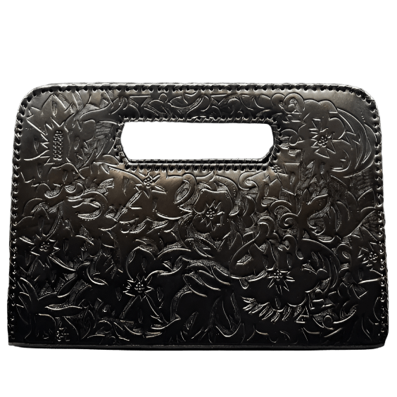 The Claire| Hand-Tooled Leather Statement Clutch - Che Cose Belle