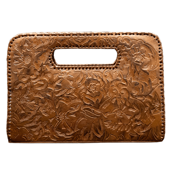 The Claire| Hand-Tooled Leather Statement Clutch - Che Cose Belle