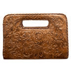 The Claire| Hand-Tooled Leather Statement Clutch - Che Cose Belle