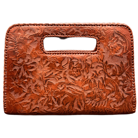 The Claire| Hand-Tooled Leather Statement Clutch - Che Cose Belle