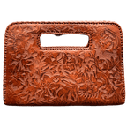 The Claire| Hand-Tooled Leather Statement Clutch - Che Cose Belle