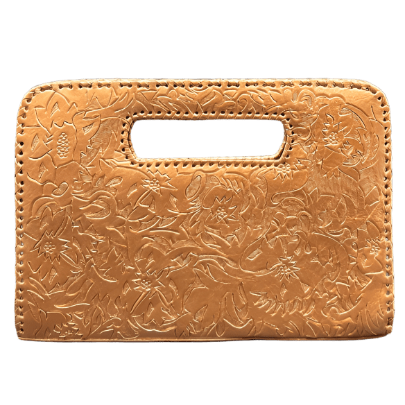The Claire| Hand-Tooled Leather Statement Clutch - Che Cose Belle