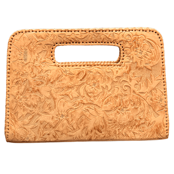 The Claire| Hand-Tooled Leather Statement Clutch - Che Cose Belle