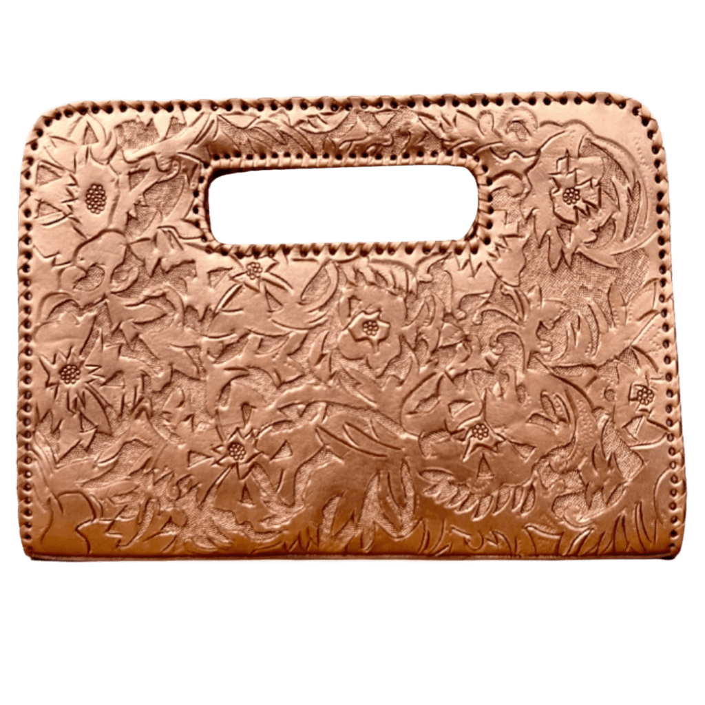 The Claire| Hand-Tooled Leather Statement Clutch - Che Cose Belle