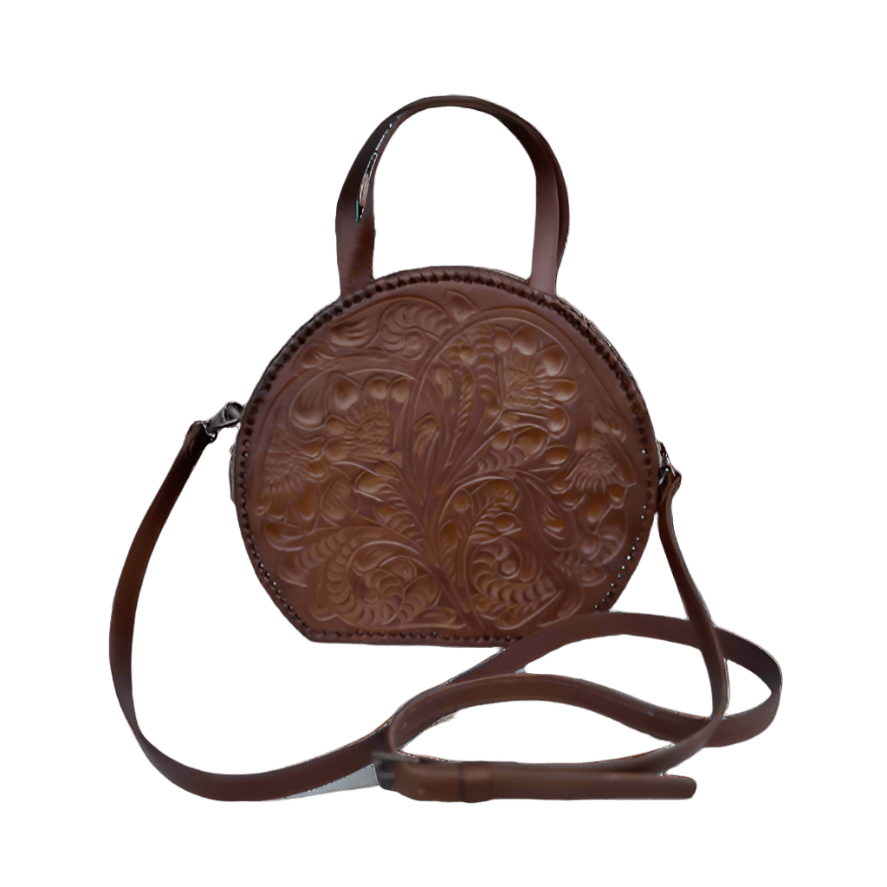 The Dixie| Hand-Tooled Leather Canteen Handbag - Che Cose Belle