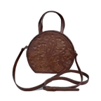 The Dixie| Hand-Tooled Leather Canteen Handbag - Che Cose Belle
