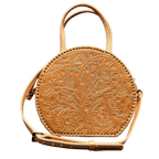 The Dixie| Hand-Tooled Leather Canteen Handbag - Che Cose Belle
