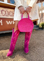 The Dixie| Hand-Tooled Leather Canteen Handbag - Che Cose Belle