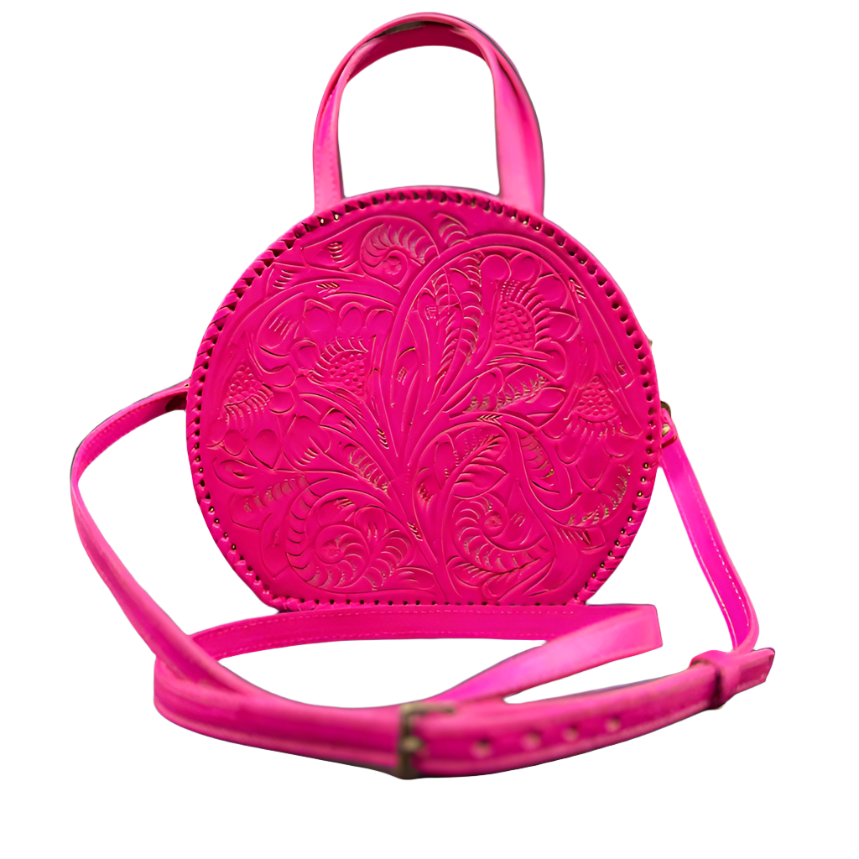 The Dixie| Hand-Tooled Leather Canteen Handbag - Che Cose Belle