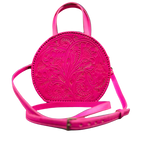 The Dixie| Hand-Tooled Leather Canteen Handbag - Che Cose Belle