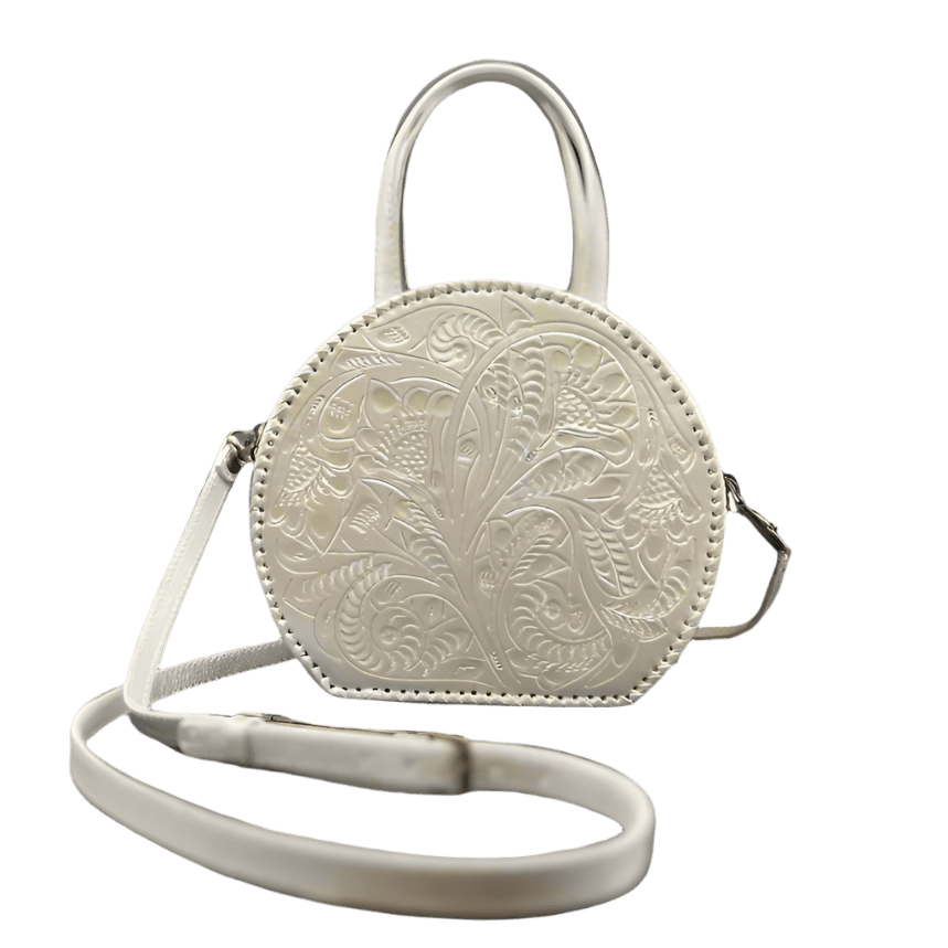 The Dixie| Hand-Tooled Leather Canteen Handbag - Che Cose Belle