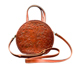 The Dixie| Hand-Tooled Leather Canteen Handbag - Che Cose Belle