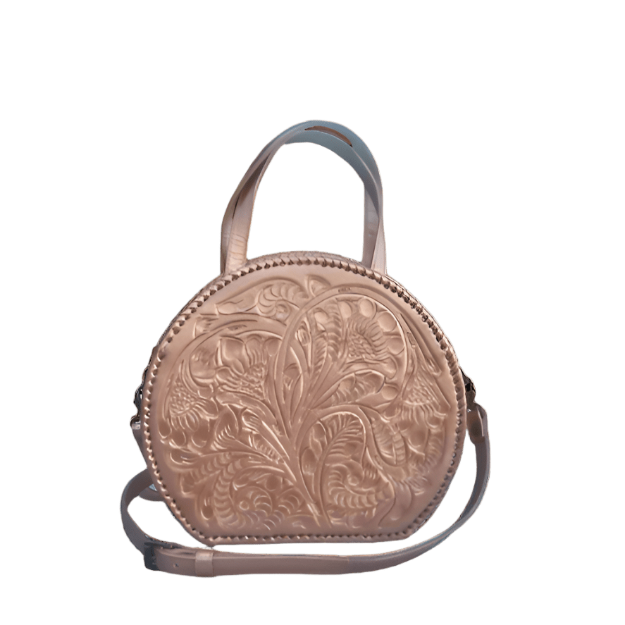 The Dixie| Hand-Tooled Leather Canteen Handbag - Che Cose Belle