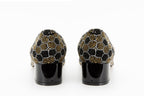 The Doha Gold & Black Glitter Leather Block Pump Women Shoe - Che Cose Belle