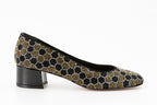 The Doha Gold & Black Glitter Leather Block Pump Women Shoe - Che Cose Belle
