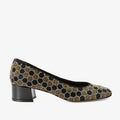 The Doha Gold & Black Glitter Leather Block Pump Women Shoe - Che Cose Belle