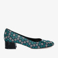 The Doha Turqoise Glitter Leather Block Pump Women Shoe - Che Cose Belle