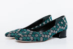 The Doha Turqoise Glitter Leather Block Pump Women Shoe - Che Cose Belle