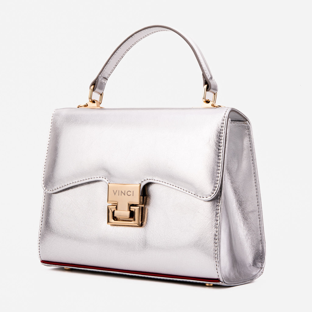 The Ege Silver Leather Handbag - Che Cose Belle
