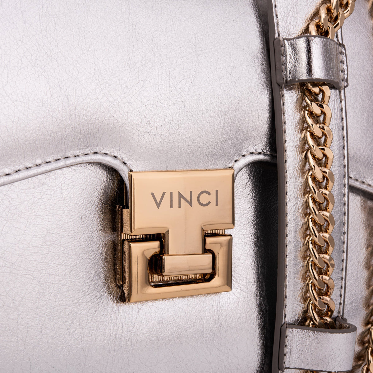 The Ege Silver Leather Handbag - Che Cose Belle