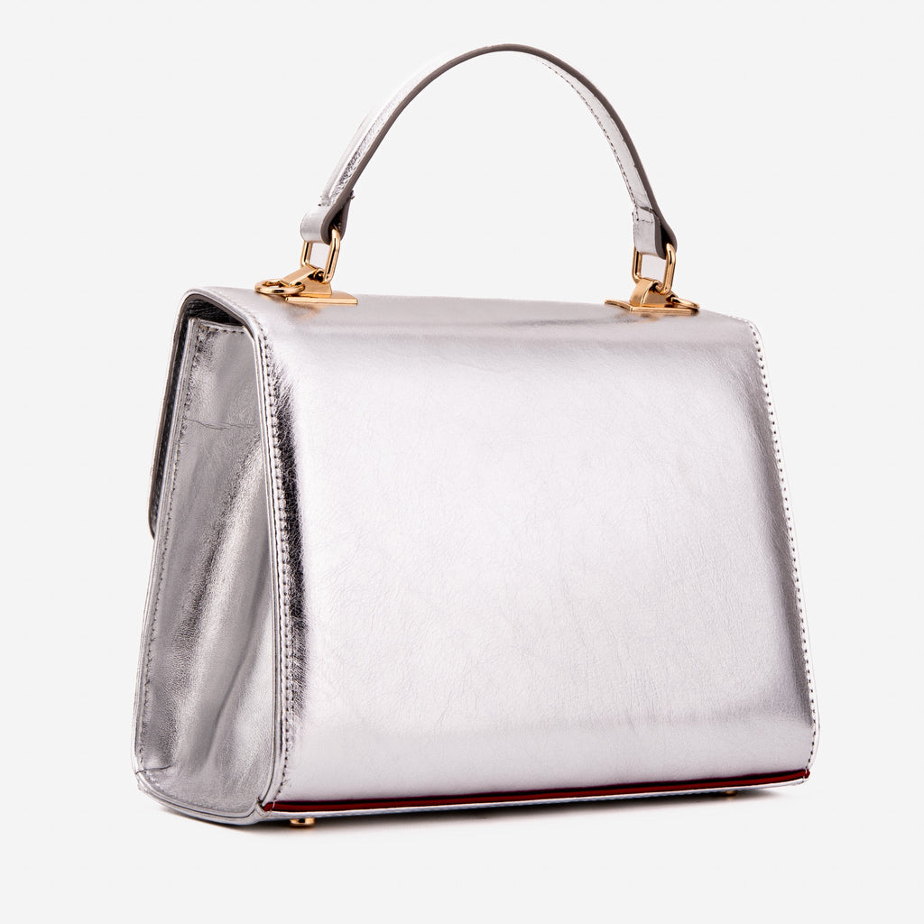 The Ege Silver Leather Handbag - Che Cose Belle