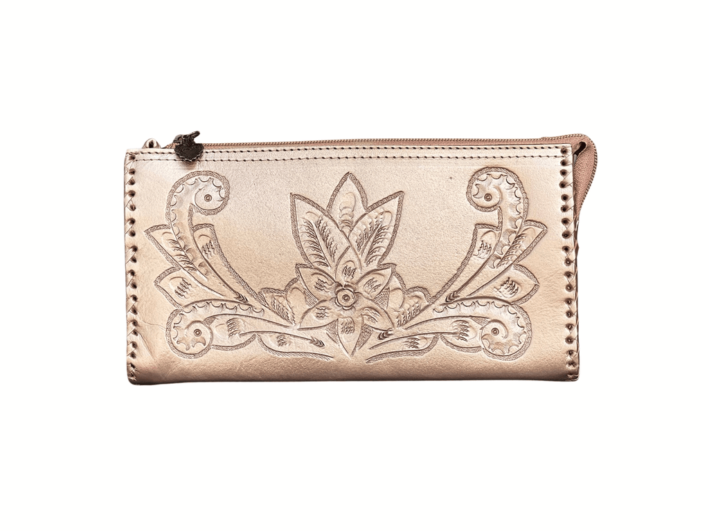 The Ella| Hand-Tooled Leather Clutch & Crossbody - Che Cose Belle
