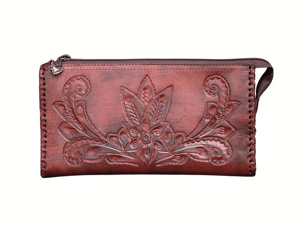 The Ella| Hand-Tooled Leather Clutch & Crossbody - Che Cose Belle