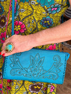 The Ella| Hand-Tooled Leather Clutch & Crossbody - Che Cose Belle