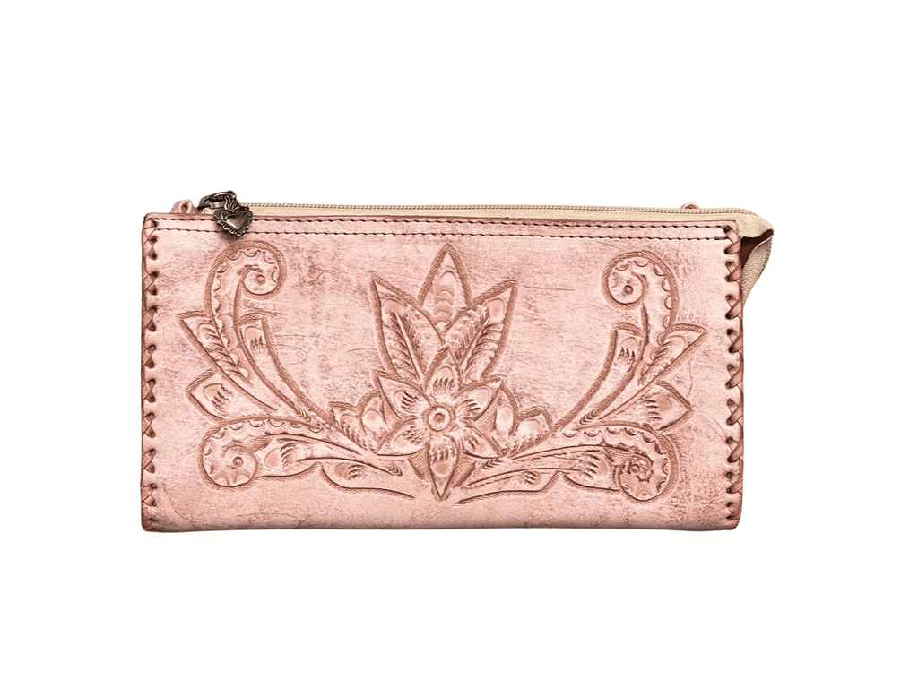 The Ella| Hand-Tooled Leather Clutch & Crossbody - Che Cose Belle