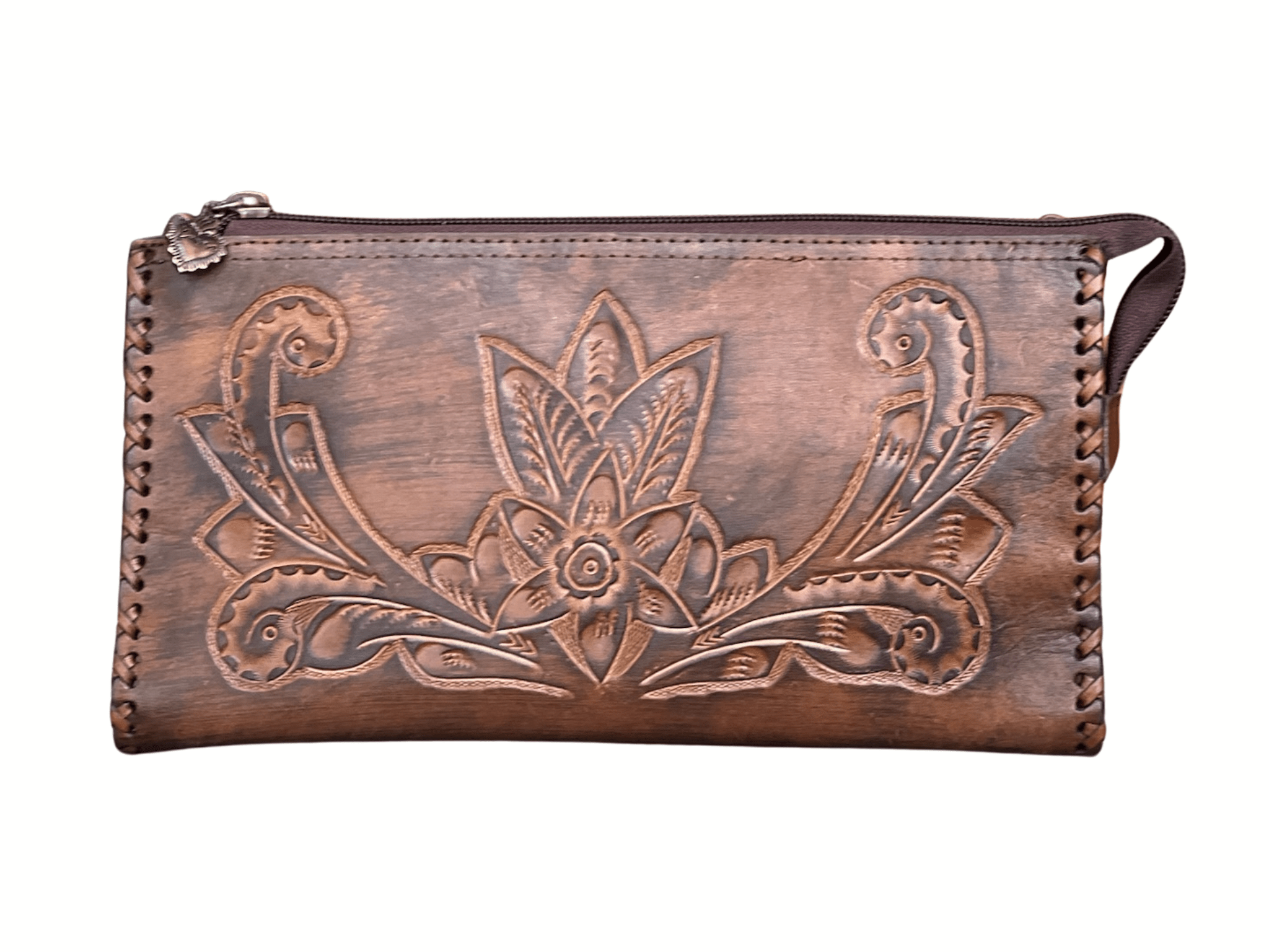 The Ella| Hand-Tooled Leather Clutch & Crossbody - Che Cose Belle