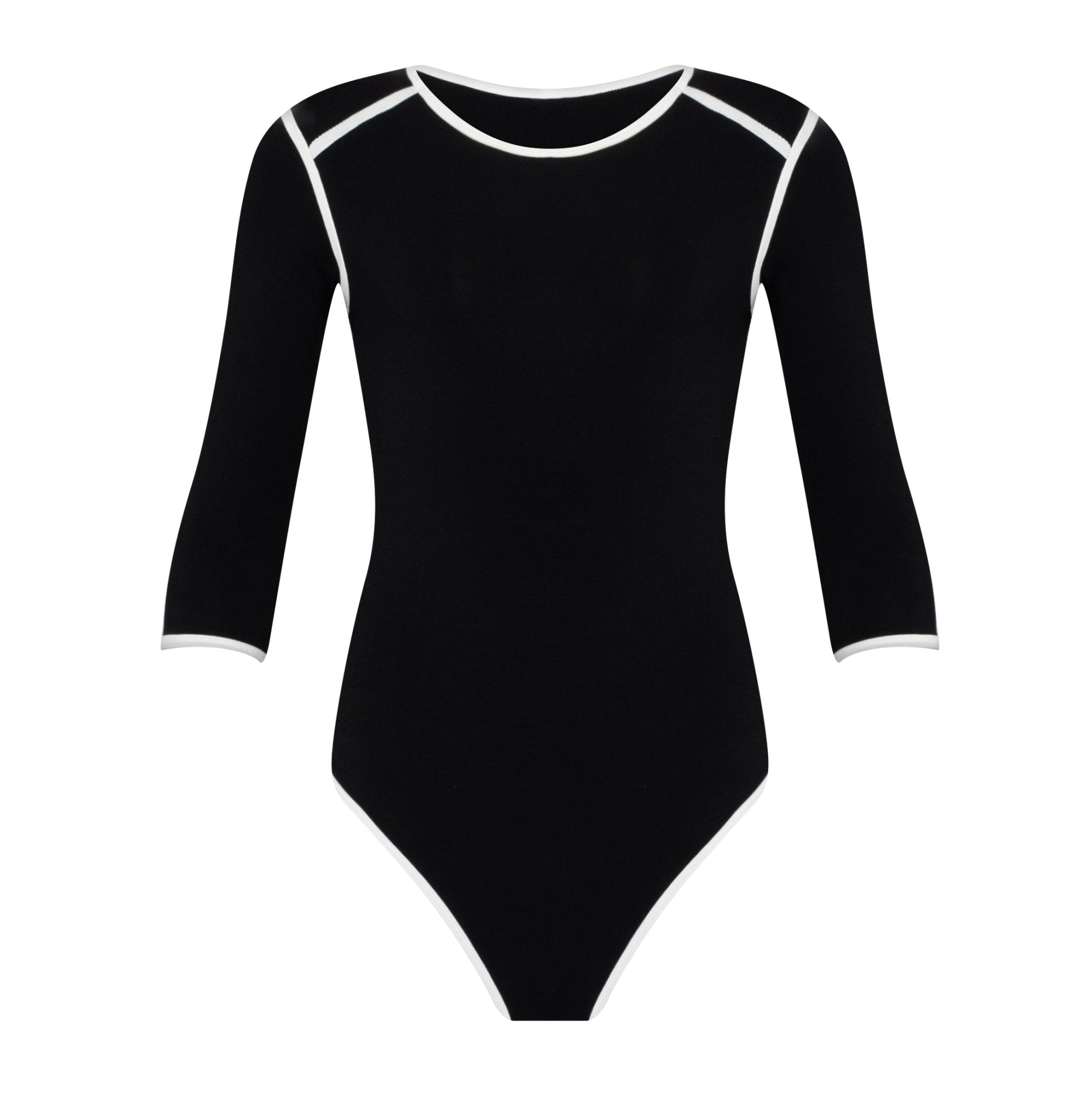 The Girl 3/4 Sleeve Active Bodysuit In Black | Lenzing™ Viscose Stretch Fit - Che Cose Belle