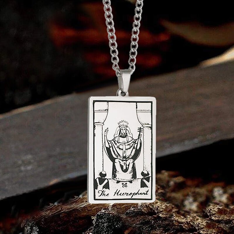 The Hierophant Tarot Card Stainless Steel Necklace - Che Cose Belle