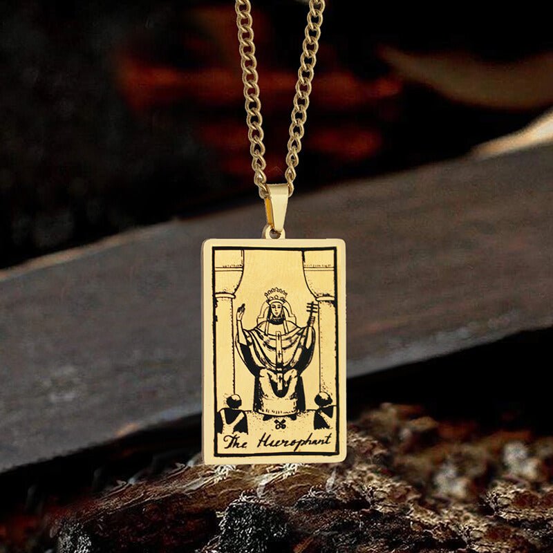 The Hierophant Tarot Card Stainless Steel Necklace - Che Cose Belle