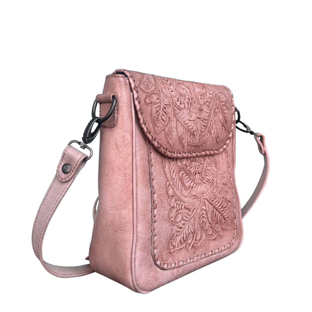 The Kimberly| Hand-Tooled Leather Messenger Bag - Che Cose Belle