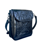 The Kimberly| Hand-Tooled Leather Messenger Bag - Che Cose Belle