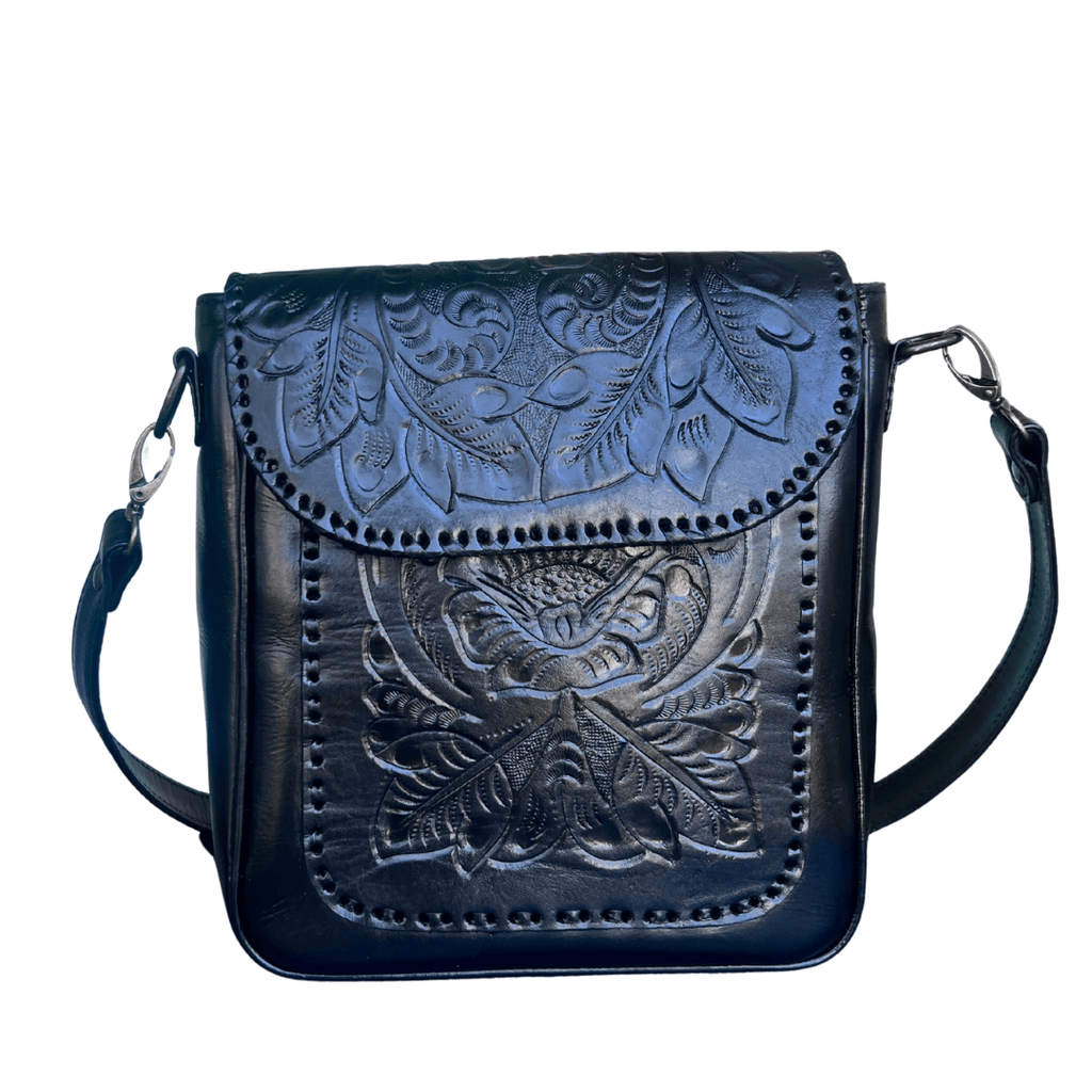 The Kimberly| Hand-Tooled Leather Messenger Bag - Che Cose Belle